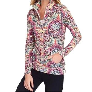 Talbots Multicolor Paisley quarter zip pullover Jacket sweatshirt women’s MP EUC